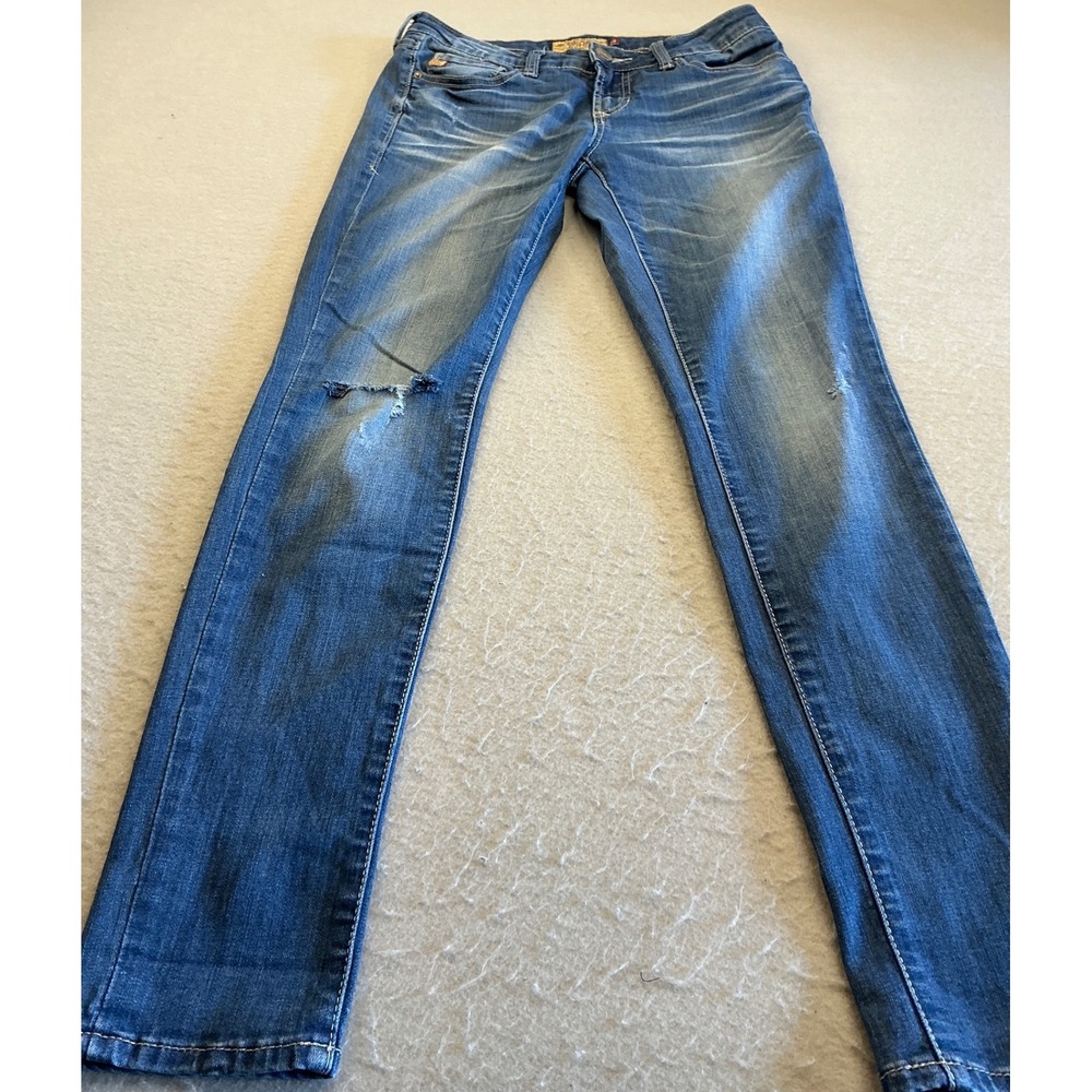 Dear John Denim Skinny Jeans Blue Distressed Whiskered Size 28 Casual Slim Fit‎